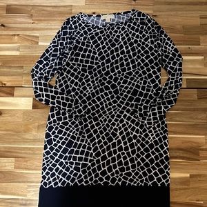 Michael by Michael Kors printed navy and white long sleeve dress size L